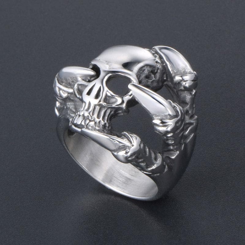 PUNK SKULL CLAW STAINLESS STEEL RING