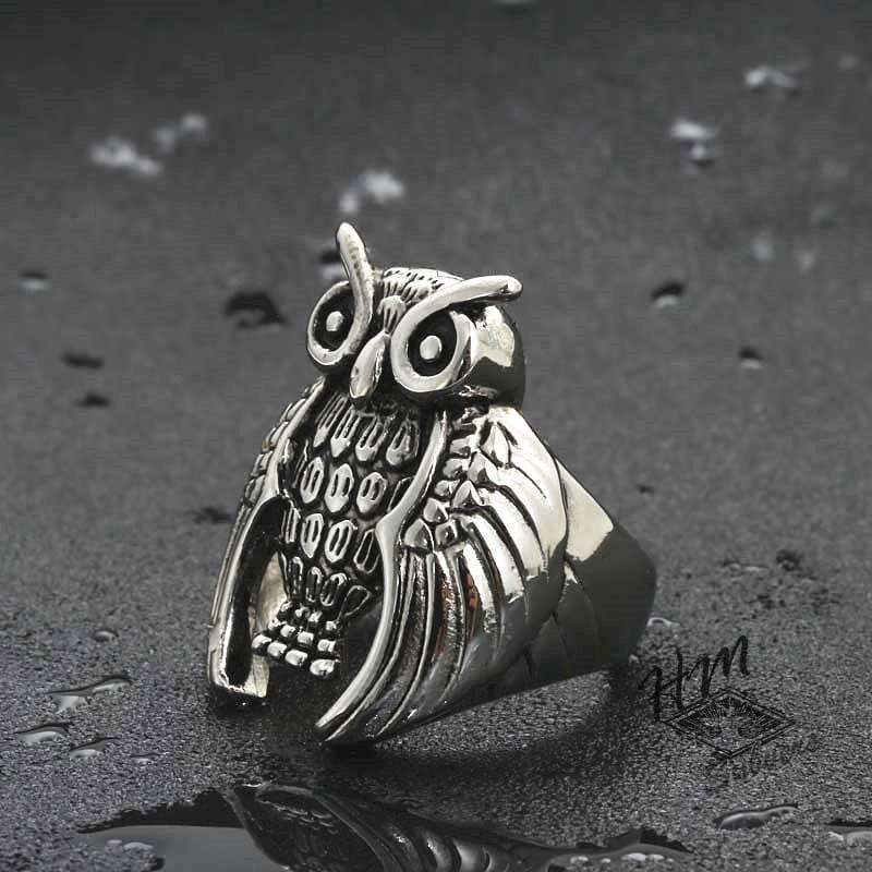 RETRO OWL STAINLESS STEEL RING