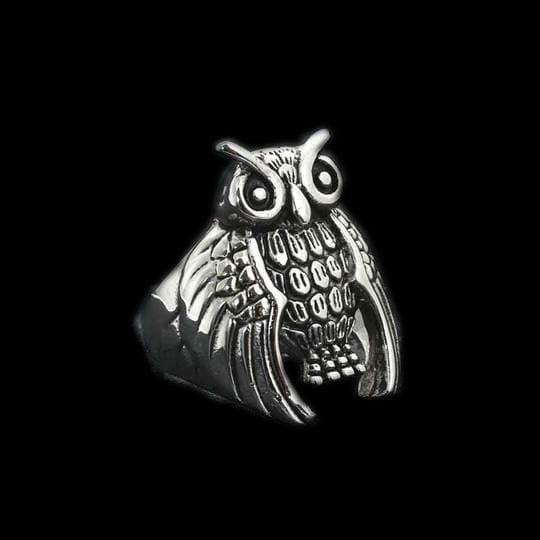RETRO OWL STAINLESS STEEL RING