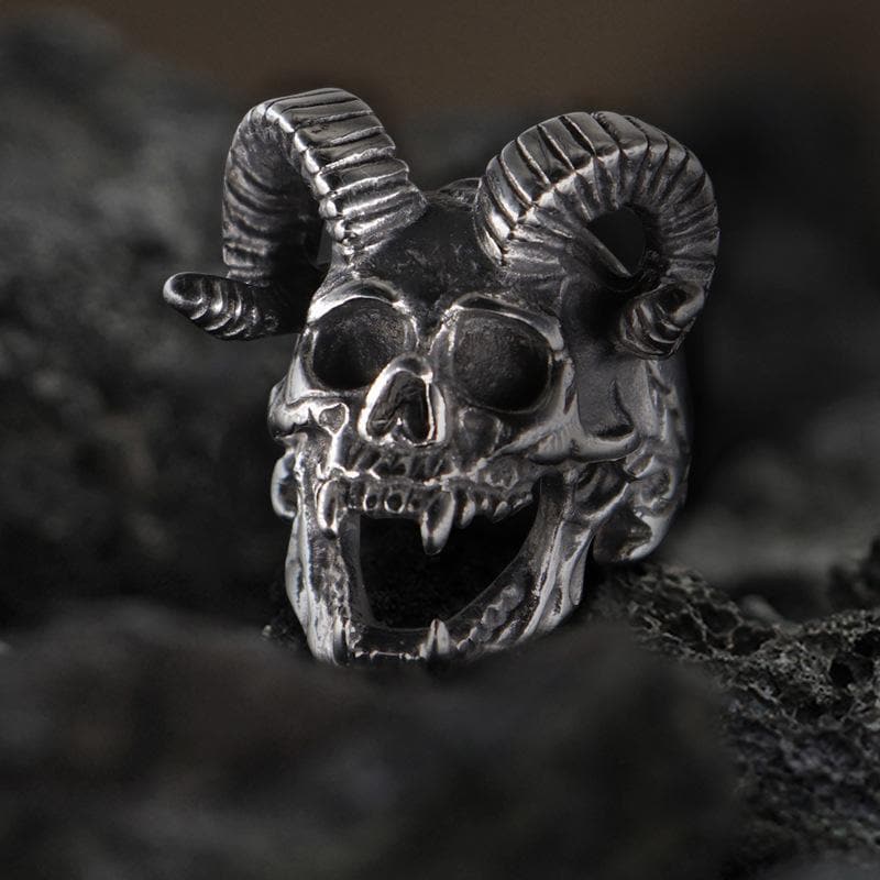SATAN DEVIL SKULL STAINLESS STEEL RING