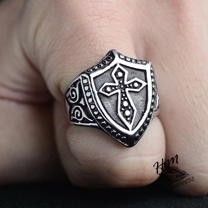 TEMPLAR KNIGHT SHIELD CROSS RING