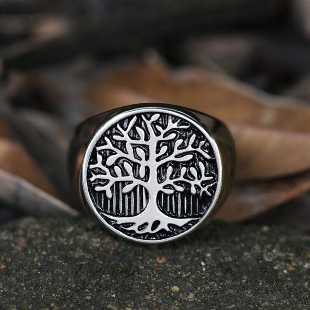 TREE OF LIFE STAINLESS STEEL VIKING RING