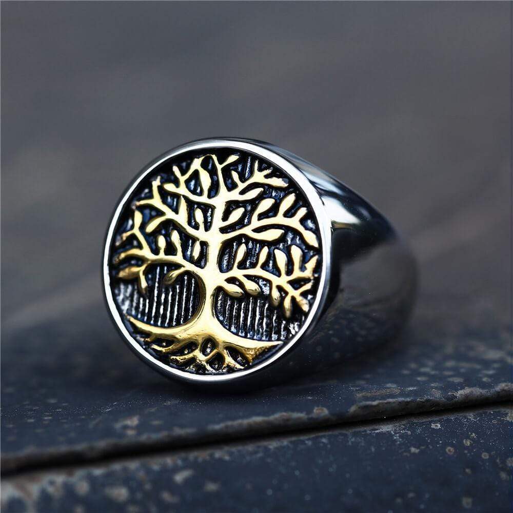 TREE OF LIFE STAINLESS STEEL VIKING RING