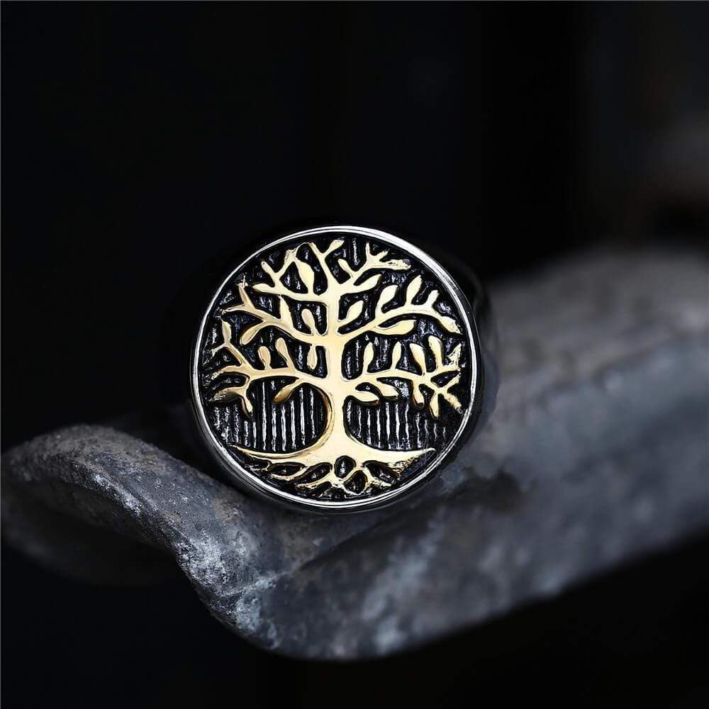 TREE OF LIFE STAINLESS STEEL VIKING RING