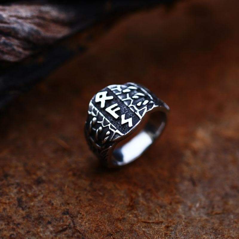 VIKING LETTER STAINLESS STEEL RING