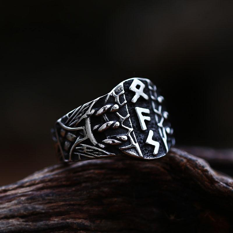VIKING LETTER STAINLESS STEEL RING