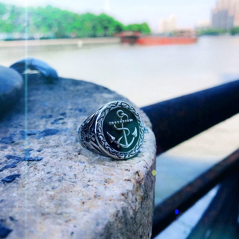 VINTAGE BOAT ANCHOR STAINLESS STEEL RING