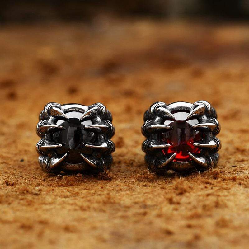 VINTAGE DRAGON CLAW AND GEMSTONE STAINLESS STEEL RING
