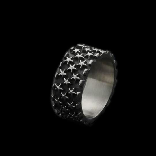 VINTAGE FULL STAR STAINLESS STEEL RING
