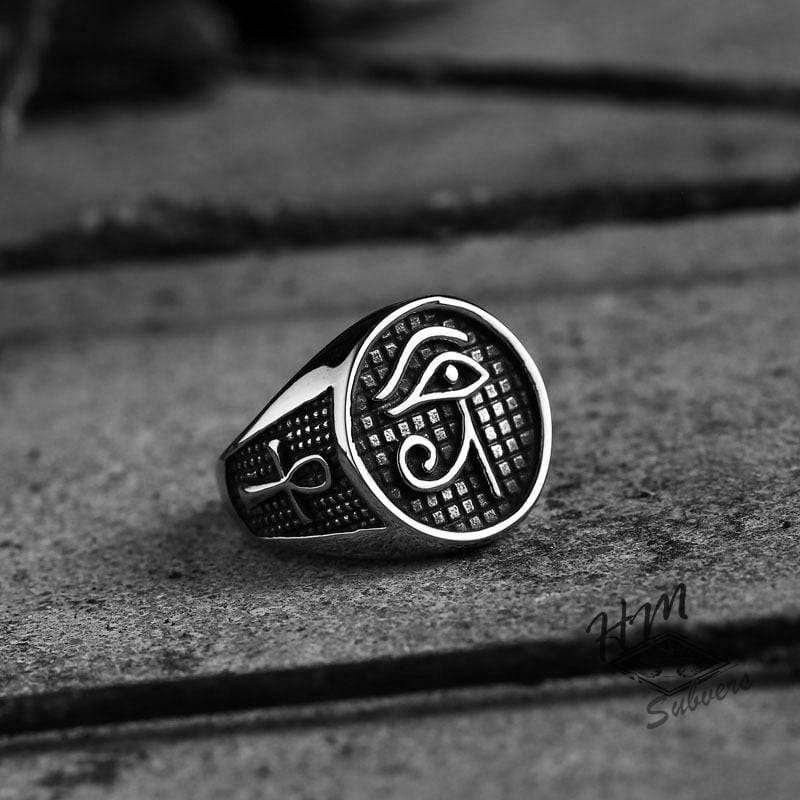 VINTAGE MEN'S EYE STAINLESS STEEL RING