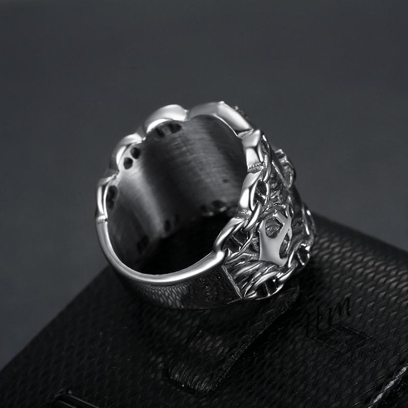 VINTAGE PIRATE COMPASS STAINLESS STEEL RING