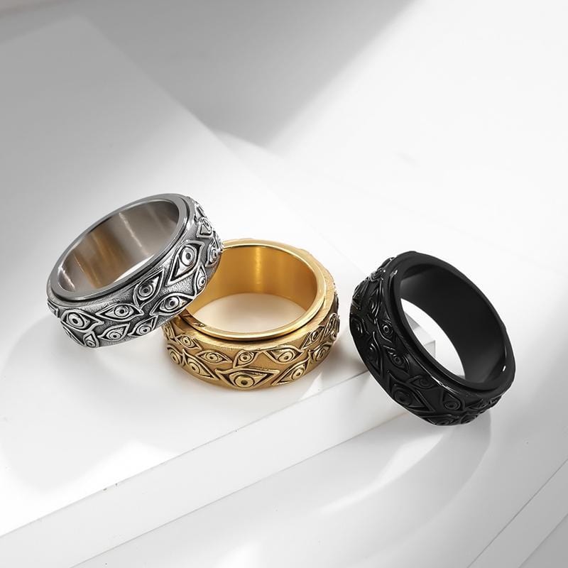 VINTAGE ROTATABLE EYE STAINLESS STEEL RING