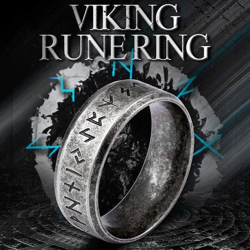 VINTAGE VIKING RUNES STAINLESS STEEL RING