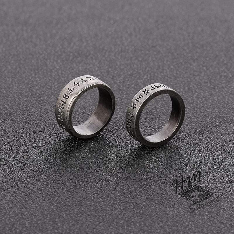 VINTAGE VIKING RUNES STAINLESS STEEL RING
