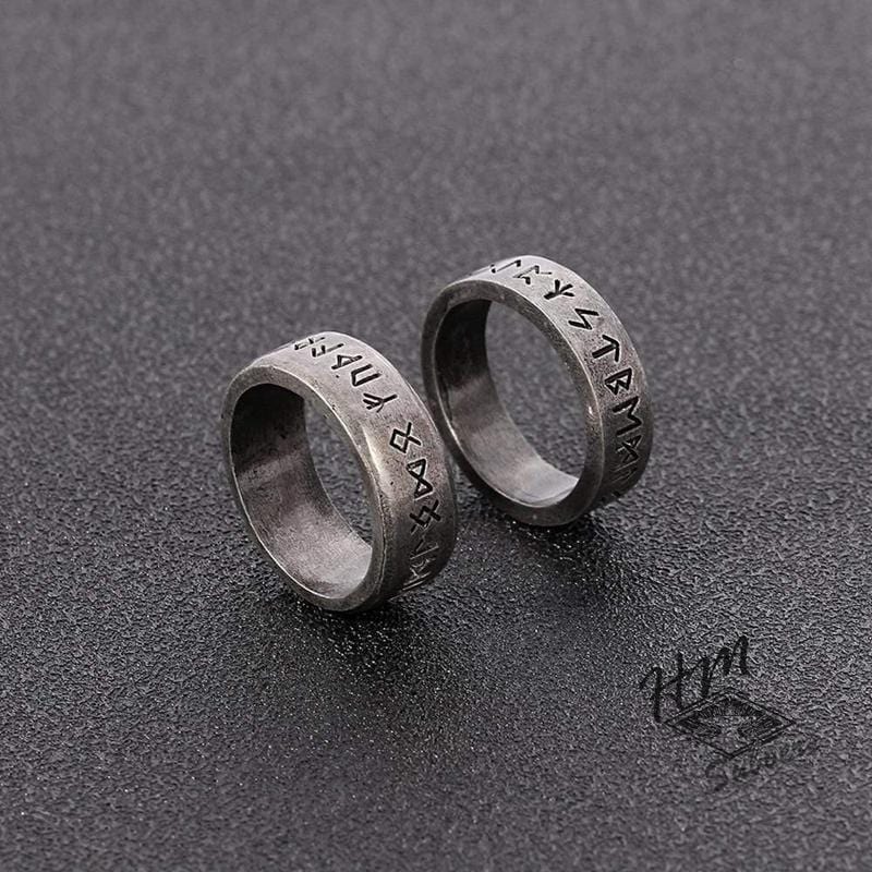 VINTAGE VIKING RUNES STAINLESS STEEL RING
