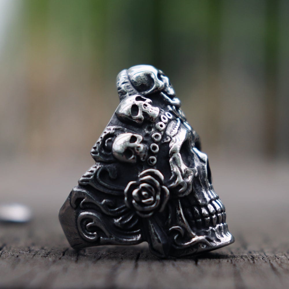 VINTAGE NORTHLAND GHOST ARMY SKULL STAINLESS STEEL RING