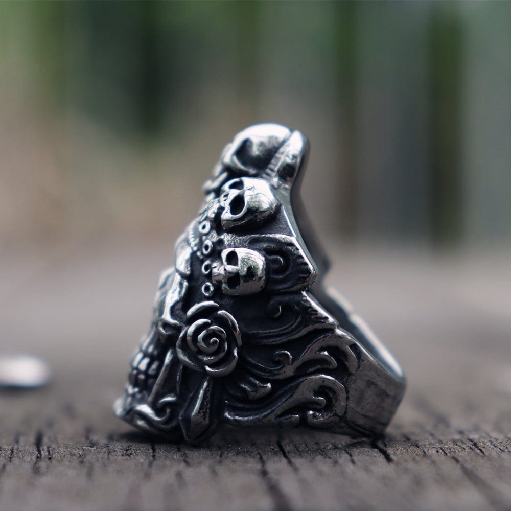 VINTAGE NORTHLAND GHOST ARMY SKULL STAINLESS STEEL RING