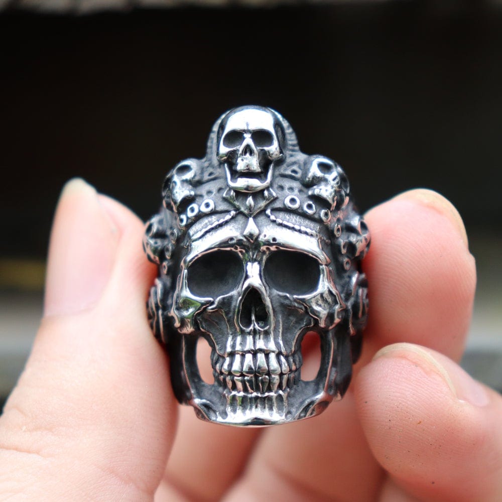 VINTAGE NORTHLAND GHOST ARMY SKULL STAINLESS STEEL RING